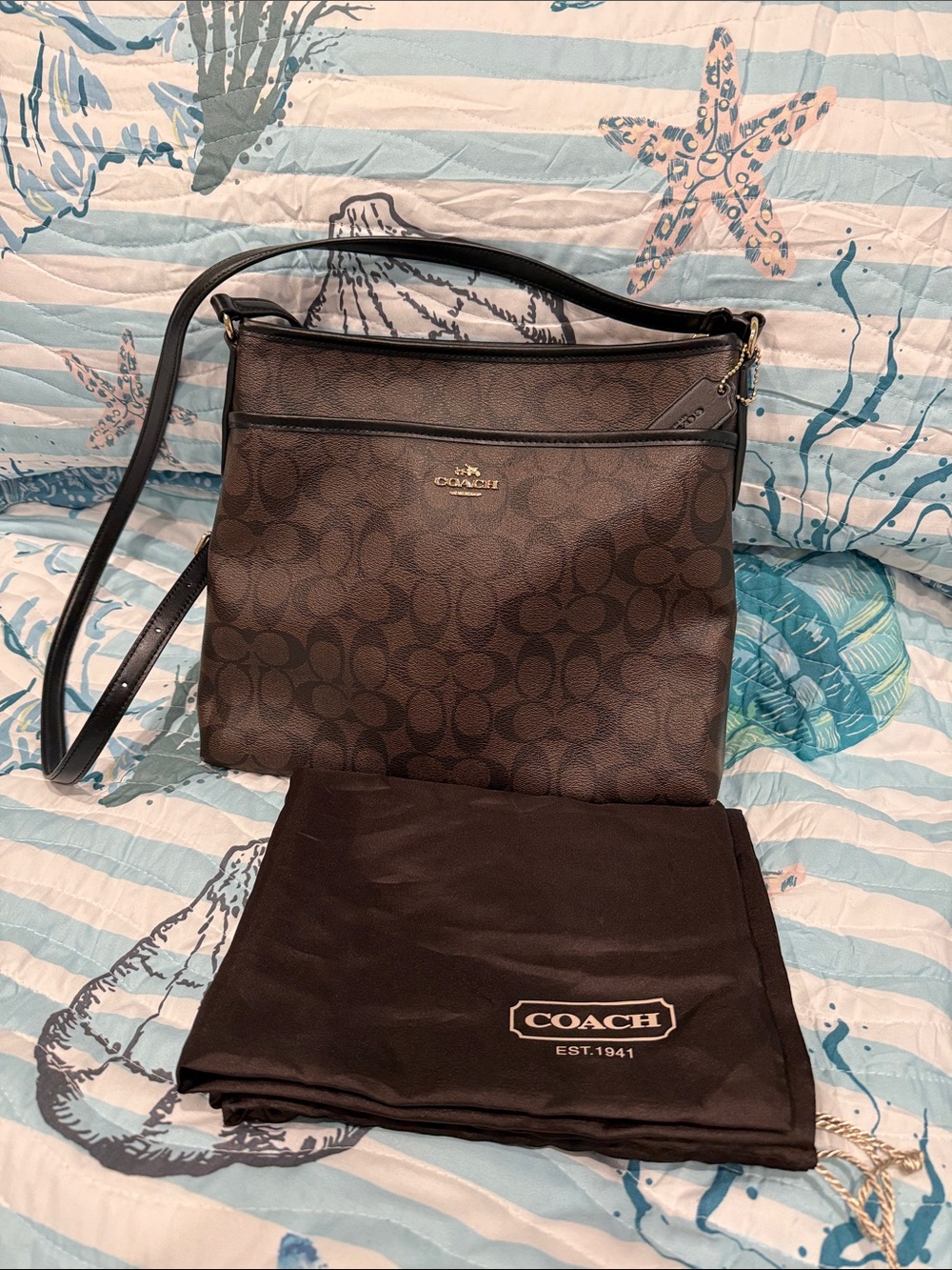 Coach Brown Signature Crossbody Messenger Bag